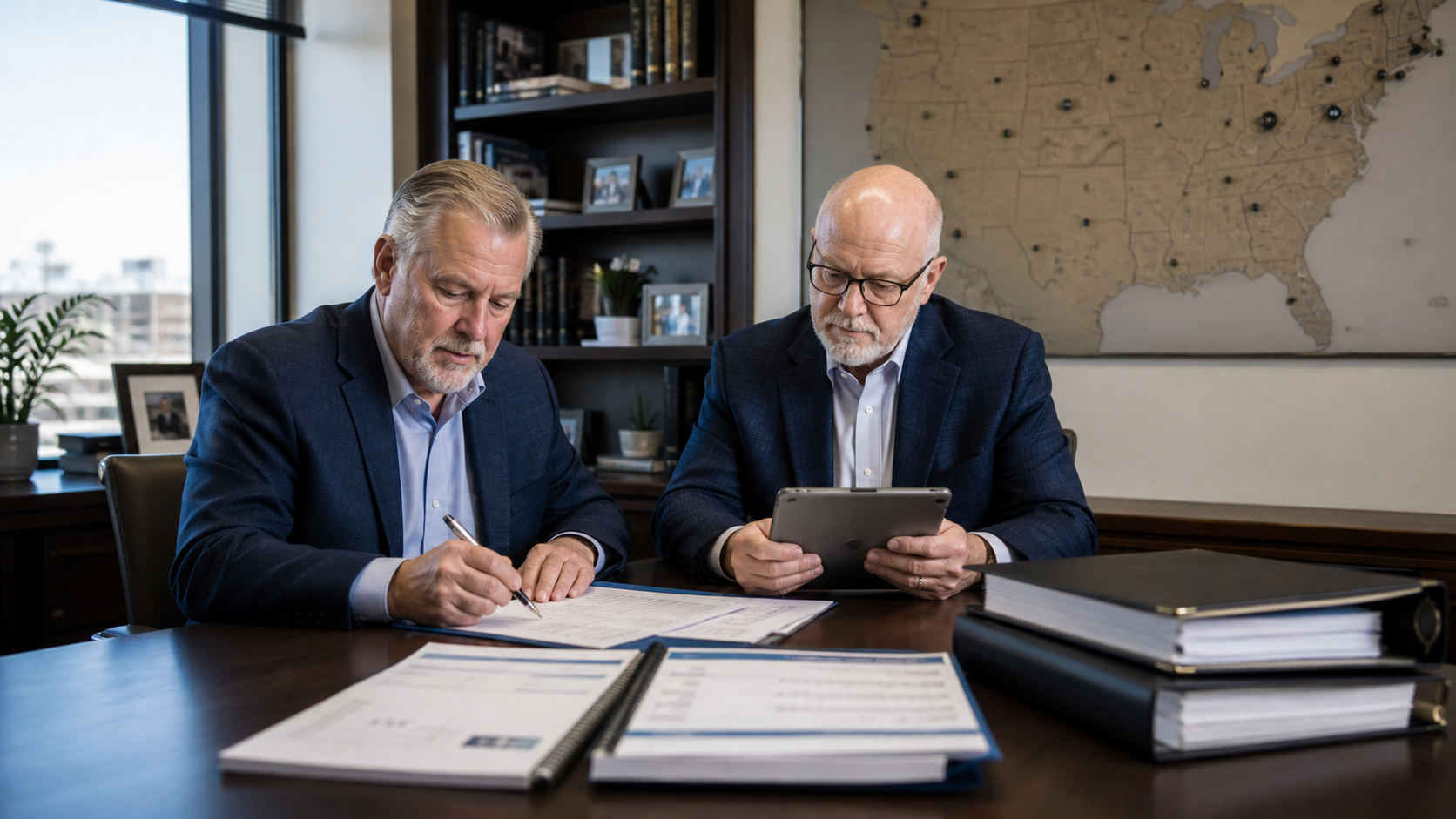 Experienced insurance brokers reviewing annuity carrier options